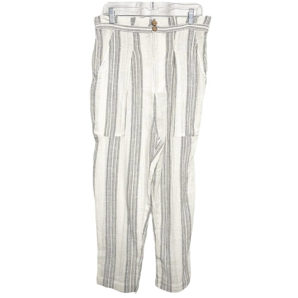 Free People Semi Sweet Ivory Stripes Pants L NWT